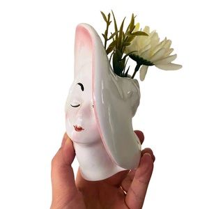 1940’s Vintage Lady Head Wall Pocket Vase